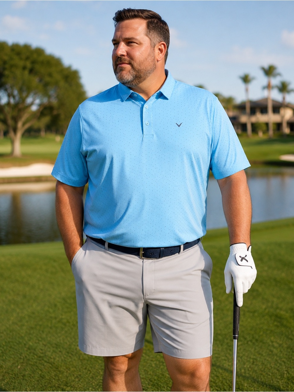 Callaway Opti-Dri Golf Polo Mens XXL Blue Micro Print Performance